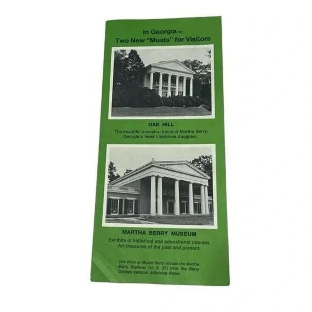 Oak Hill and Martha Berry Museum Near Rome Georgia Vintage Brochure